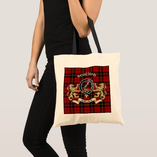 Wallace Clan Badge & Tartan Tote Bag (Front (Product))
