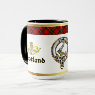 Wallace Clan Badge Tartan w/Gold Rim Mug