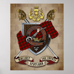 Wallace Clan Badge W/Crossed Swords   Poster