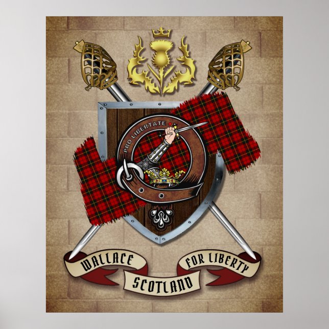 Wallace Clan Badge W/Crossed Swords   Poster (Front)