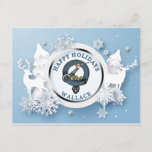 Wallace Clan Badge w/ White Stags Winter Postcard