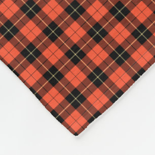 Wallace Clan Coral and Black Ancient Tartan Fleece Blanket