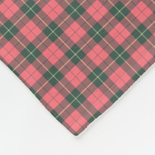 Wallace Clan Pink and Green Reproduction Tartan Fleece Blanket