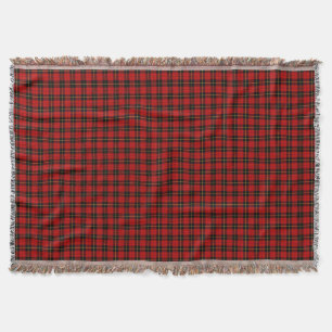 Wallace Clan Red and Black Scottish Tartan Throw Blanket