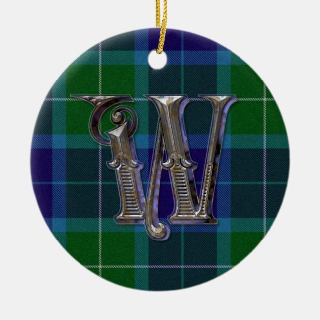 Wallace Plaid Monogram ornament (Front)