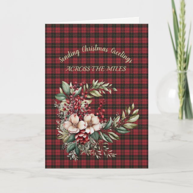 Wallace Red Scottish Tartan Holiday Card (Front)