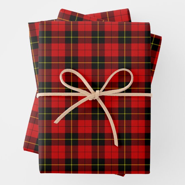 Wallace Red Tartan Wrapping Paper Sheet (In situ)