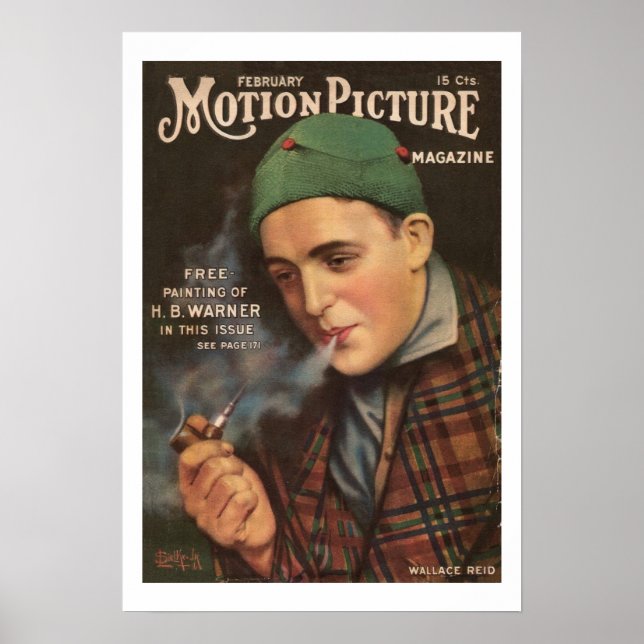 Wallace Reid Vintage 1917 Movie Magazine Print (Front)