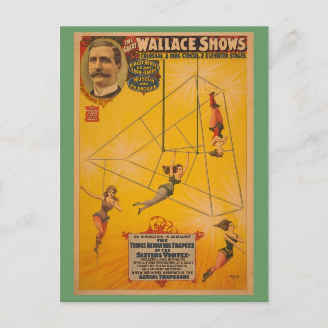 Wallace Shows Triple Revolving Trapeze Poster Postcard (Front)