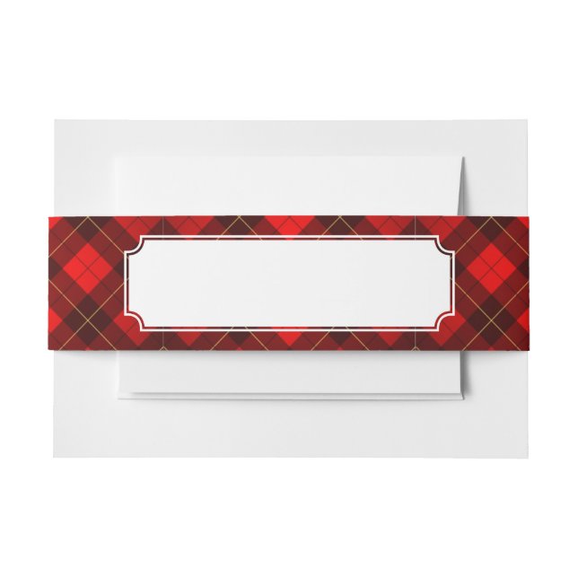 Wallace tartan background invitation belly band (Front Example)