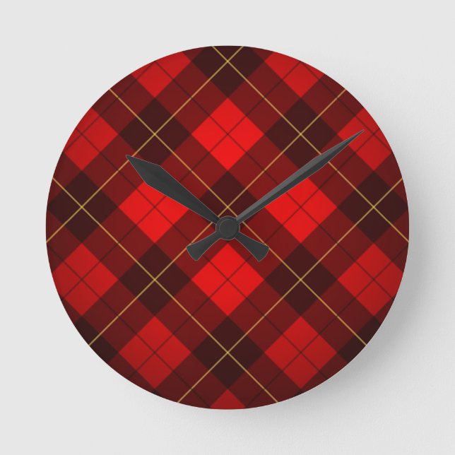 Wallace tartan background round clock (Front)