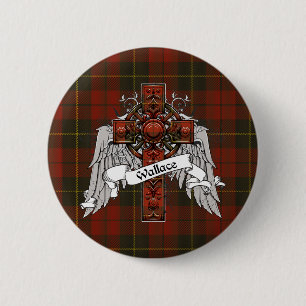 Wallace Tartan Cross 6 Cm Round Badge