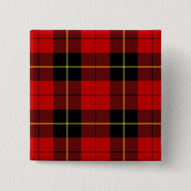 Wallace tartan red black plaid 15 cm square badge (Front)