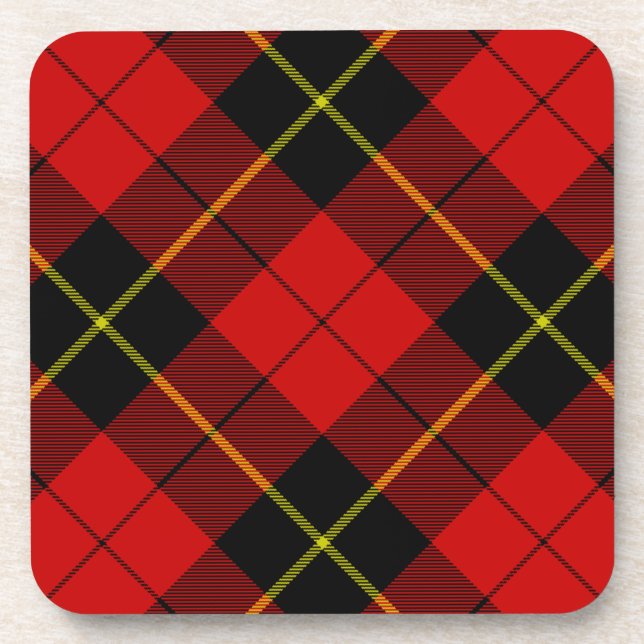 Wallace tartan red black plaid coaster (Front)