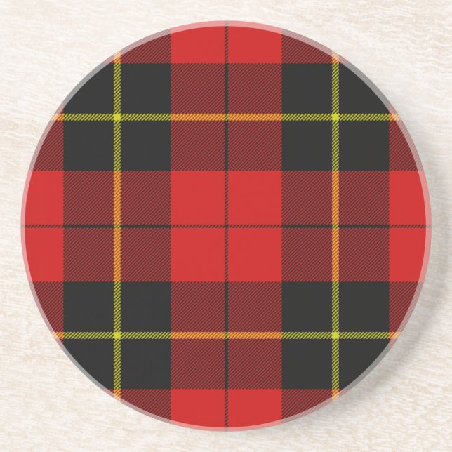 Wallace tartan red black plaid coaster (Front)