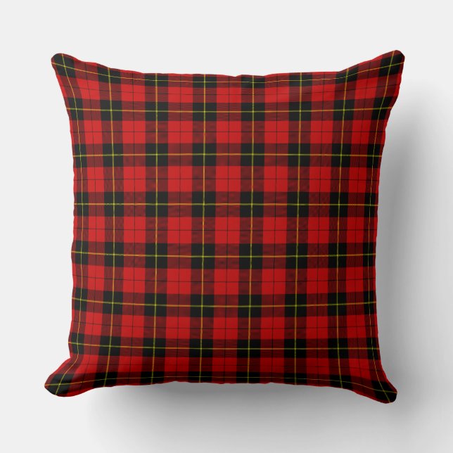 Wallace tartan red black plaid cushion (Front)