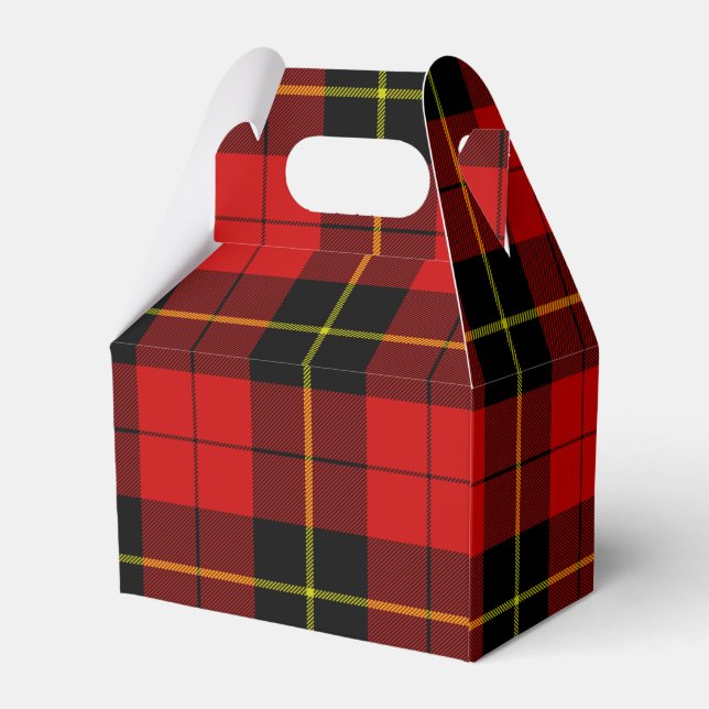 Wallace tartan red black plaid favour box (Back Side)