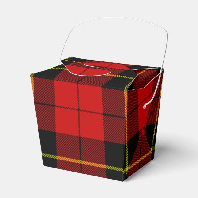 Wallace tartan red black plaid favour box (Front Side)