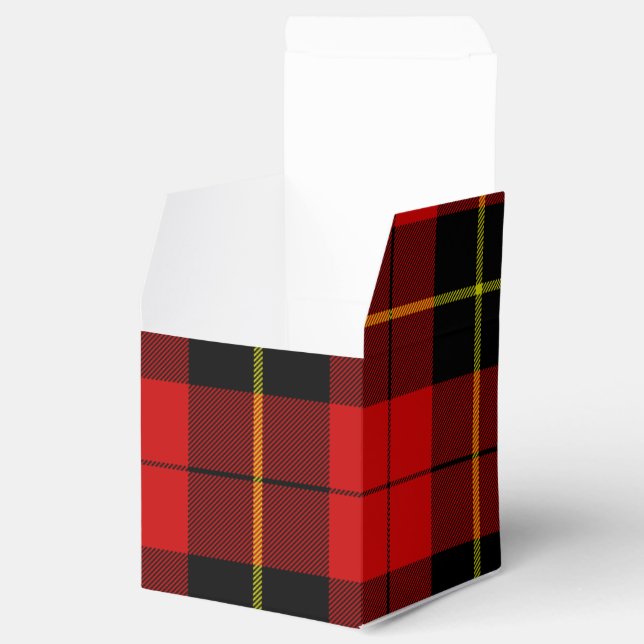 Wallace tartan red black plaid favour box (Opened)