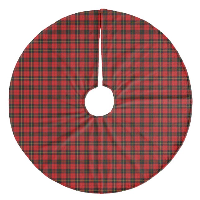 Wallace tartan red black plaid fleece tree skirt (Front)