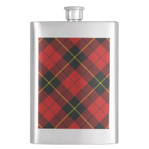 Wallace tartan red black plaid hip flask