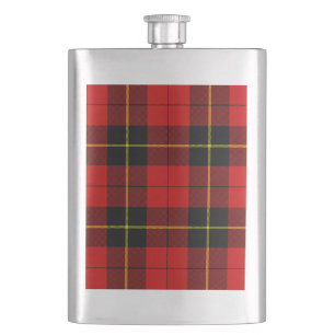 Wallace tartan red black plaid hip flask