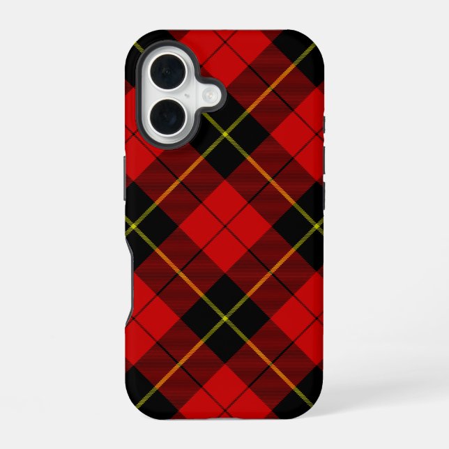 Wallace tartan red black plaid iPhone 16 case (Back)