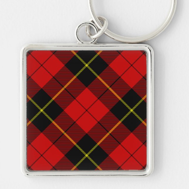 Wallace tartan red black plaid key ring (Front)