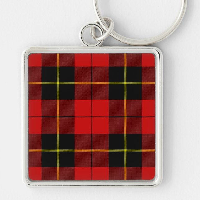 Wallace tartan red black plaid key ring (Front)