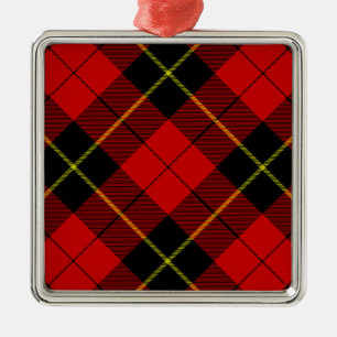Wallace tartan red black plaid metal tree decoration