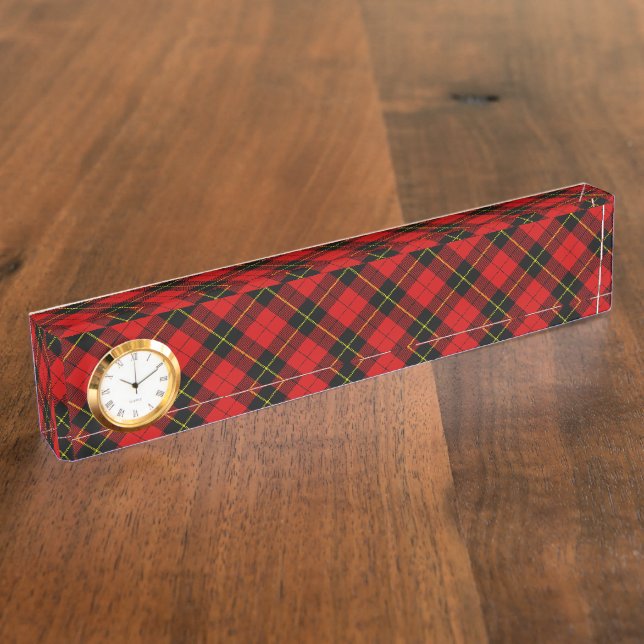 Wallace tartan red black plaid nameplate (Side)