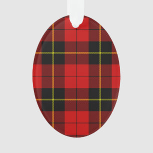 Wallace tartan red black plaid ornament