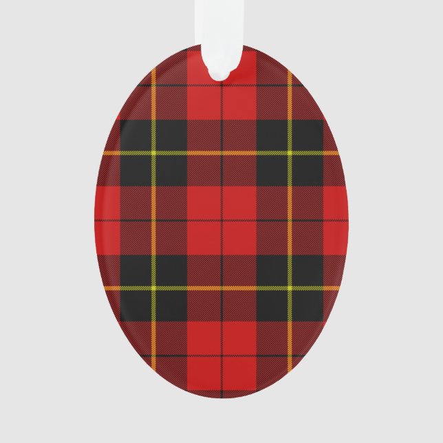 Wallace tartan red black plaid ornament (Front)