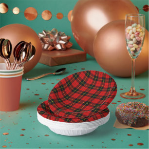 Wallace tartan red black plaid paper plate