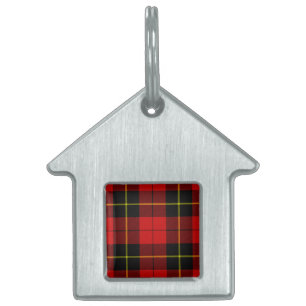 Wallace tartan red black plaid pet ID tag