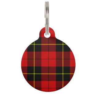 Wallace tartan red black plaid pet tag
