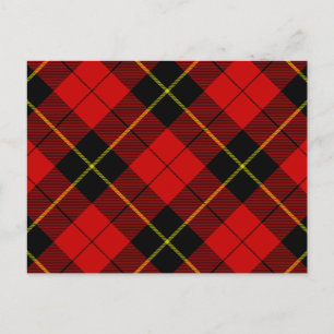 Wallace tartan red black plaid postcard