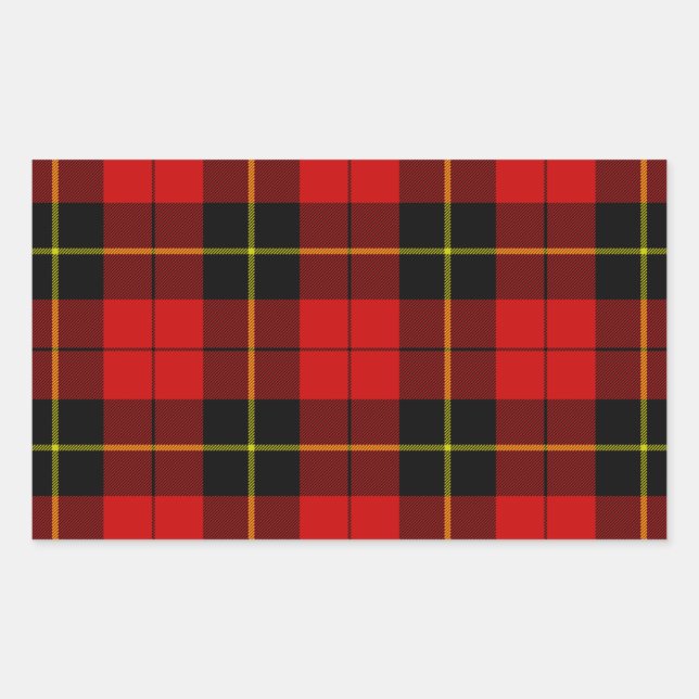 Wallace tartan red black plaid rectangular sticker (Front)