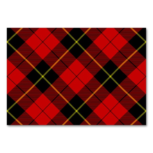 Wallace tartan red black plaid table number (Front)