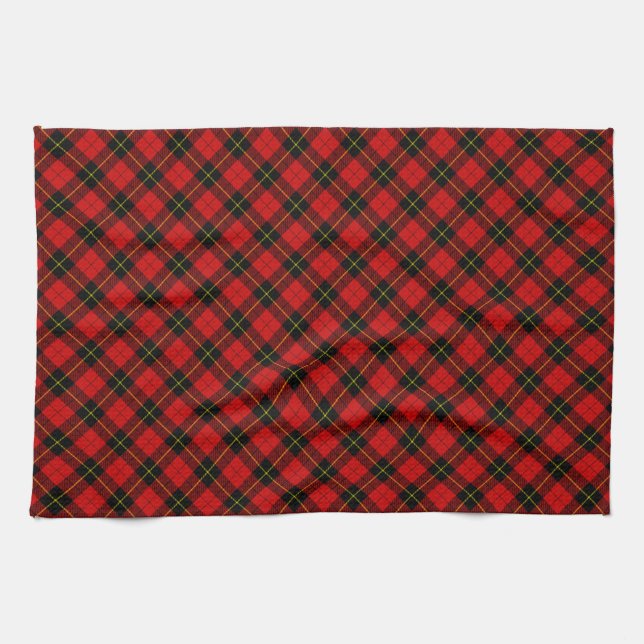 Wallace tartan red black plaid tea towel (Horizontal)
