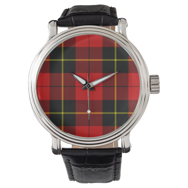 Wallace tartan red black plaid watch (Front)