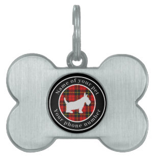 Wallace Tartan Scottie Dog Personalised Pet ID Tag