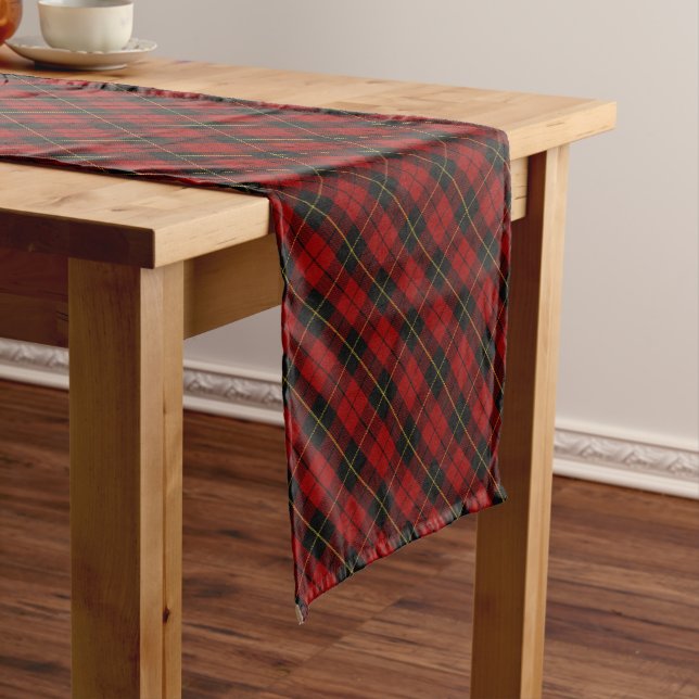 Wallace Tartan Scottish Clan Plaid Pattern Short Table Runner (In Situ)