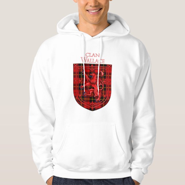 Wallace Tartan Scottish Plaid Lion Rampant Hoodie (Front)