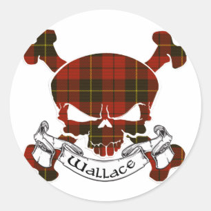 Wallace Tartan Skull Classic Round Sticker