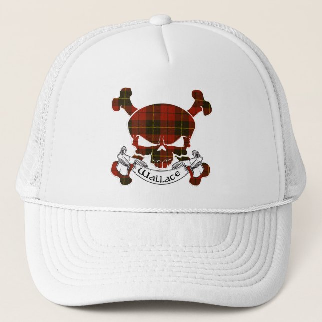 Wallace Tartan Skull Trucker Hat (Front)