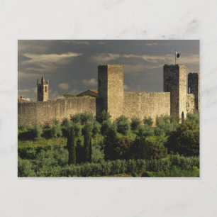 Walled city of Monteriggioni, in the province of Postcard