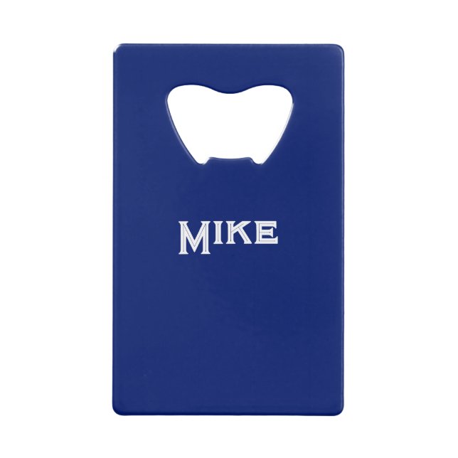 Wallet Personalise Name Bottle Opener Blue (Front)