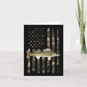 Walleye Camo American Flag1  Card
