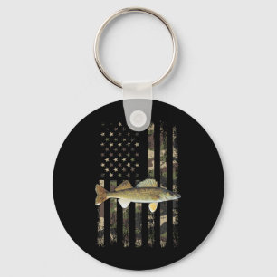 Walleye Camo American Flag1 Key Ring